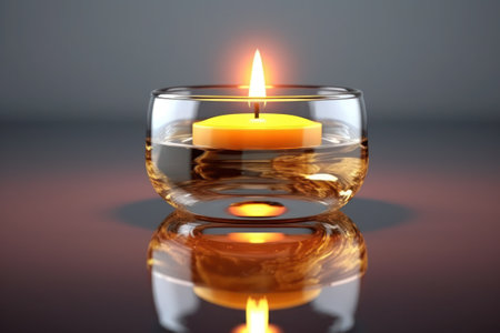Burning candle in a glass candlestick on a dark background, generative aiの素材