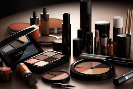 cosmetic products on a tableの素材