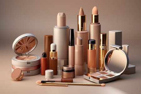 cosmetic products on a tableの素材