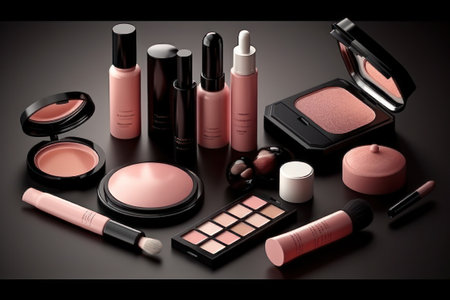 cosmetic products on a tableの素材