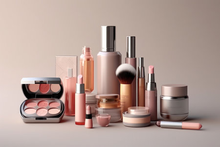 cosmetic products on a tableの素材