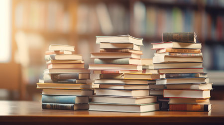 Books in a bookstore or library conceptの素材