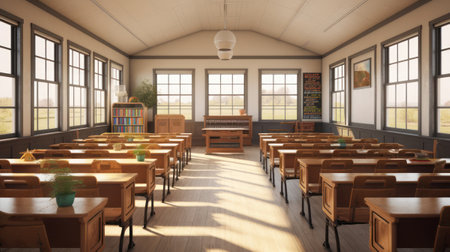 Interior of a school classroom conceptの素材