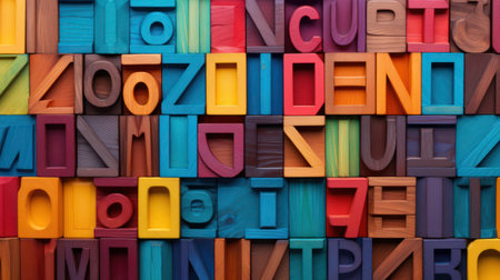 Colorful wooden letters as background conceptの素材