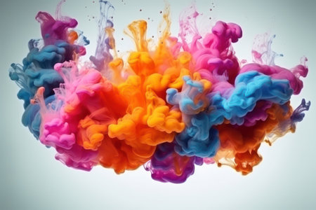 Colorful ink in water isolated on a white backgroundの素材