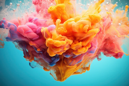 Colorful ink in water isolated on a white backgroundの素材