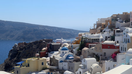 Santorini, Greece. Panoramic view of seaの素材
