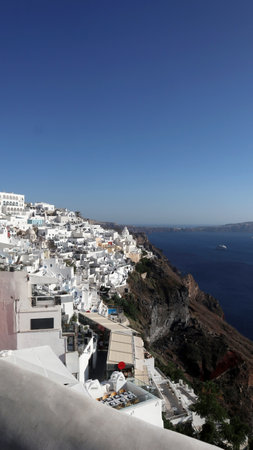 Santorini, Greece. Panoramic view of seaの素材