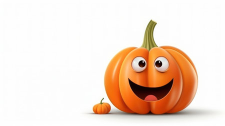 Happy Halloween pumpkin isolated on white backgroundの素材