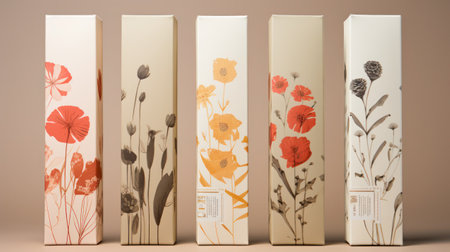 Wine bottles and floral patternの素材