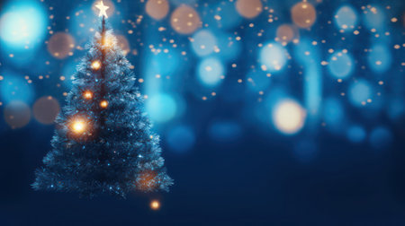 Christmas trees on blue, generative aiの素材