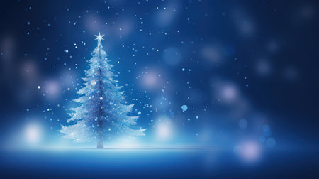 Christmas trees on blue, generative aiの素材