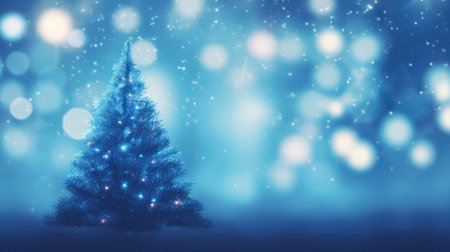 Christmas trees on blue, generative aiの素材