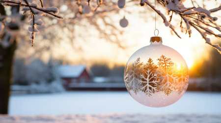 Snow globe in forest, generative aiの素材