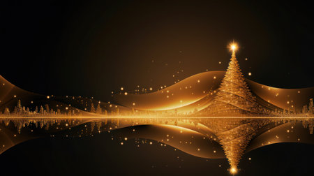 Abstract golden Christmas trees, generative aiの素材