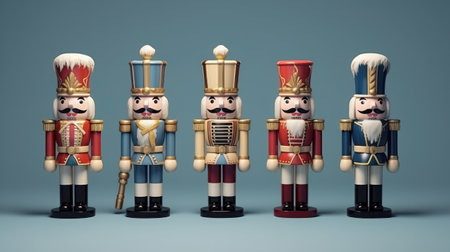 Set four nutcracker soldiers, generative aiの素材