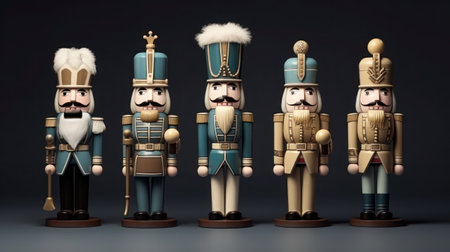 Set four nutcracker soldiers, generative aiの素材