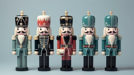 Set four nutcracker soldiers, generative aiの素材