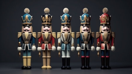 Set four nutcracker soldiers, generative aiの素材