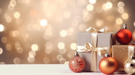 Christmas decoration and gift boxes, generative aiの素材