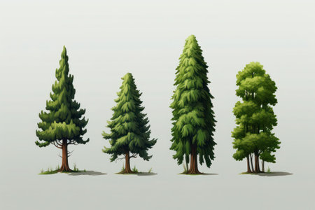 Set pixel trees isolated on white backgroundの素材