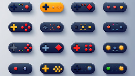 Gamepad buttons set, game console gamepad and buttonsの素材