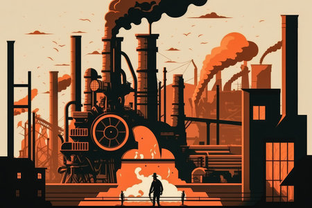 Industrial Revolution vector style Art, AI Generatedの素材