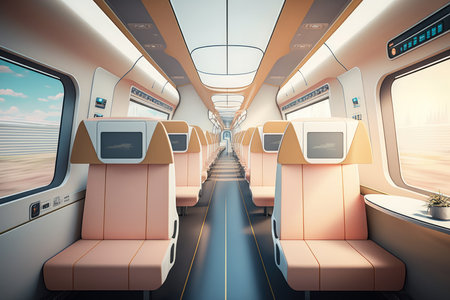 Interior View of a Futuristic Train with Advanced Maglev Technology, AI Generatedの素材