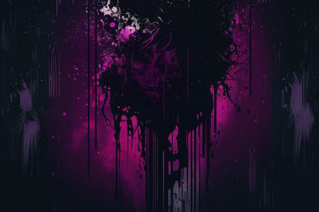 Dark and Moody Wallpaper of Dripping Paint with a Grunge-Style Texture in Deep Shades of Purple and Black, AI Generatedの素材
