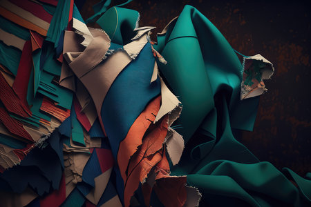 Torn and Frayed Fabric with Distinctive Patterns, AI Generatedの素材