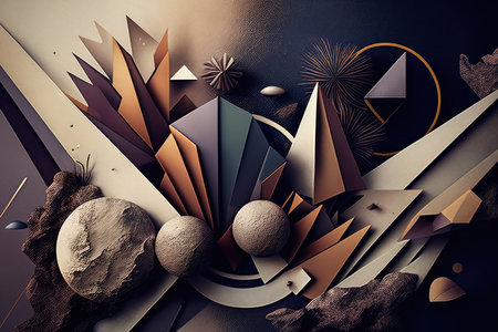Textured Shapes in Muted Tones for Abstract Collage-Style Design, AI Generatedの素材