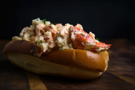 Classic New England Lobster Roll with a Dash of Paprika, AI Generatedの素材