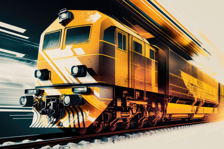 Railway Cargo Transport in Motion stylized and futuristic, AI Generatedの素材