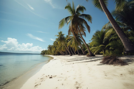 Ambience of the Palm-Fringed Beach on a Desert Island, AI Generatedの素材