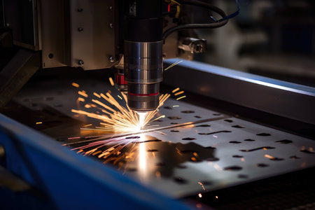 A Machine Cutting Sheet Metal for Car Body Panels, AI Generatedの素材