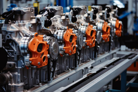 A Machine Testing Car Engines for Performance on the Assembly Line, AI Generatedの素材
