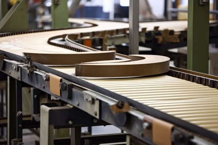 Variety of Manufacturing Products on a Conveyor Belt, AI Generatedの素材