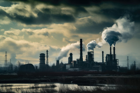 The Impact of Industrialization on Climate Change, AI Generatedの素材