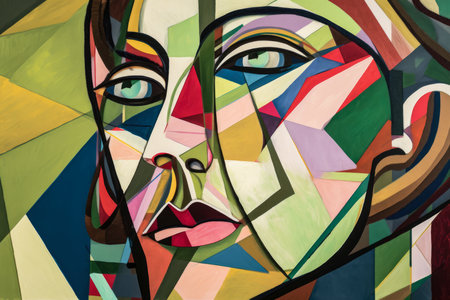 Cubist-Inspired Portrait of a Bold and Confident Womanの素材