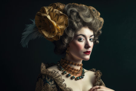 Extravagant Baroque Lady with opulent attire and captivating gazeの素材