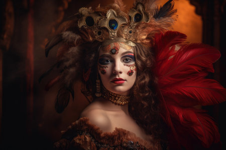 Enchanting Portrait of a Woman in Masquerade Ball Regaliaの素材