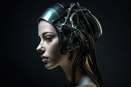 Futuristic Woman with a Cybernetic Limb''の素材