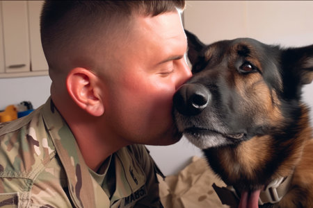 Home is Where the Heart Is Soldier Reunites with His Furry Best Friend After Deploymentの素材