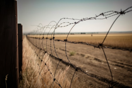 The Barbed Wire Fence Separating Us from Themの素材