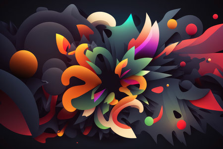 Bright abstract shapes on a dark backgroundの素材