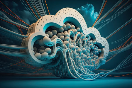 abstract Cloud Computing Background Wallpaper with Network Cablesの素材