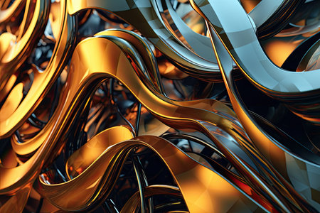 symphony of abstract forms and textures on a metallic background, representing the fusion of art and technologyの素材