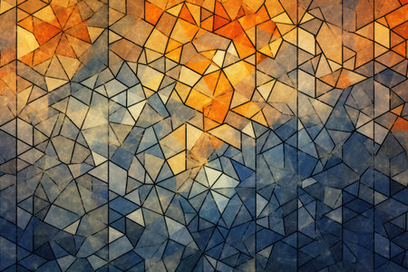 abstract background resembling a mosaic of intricate patterns and tessellations, showingcasing the beauty of mathematical symmetryの素材