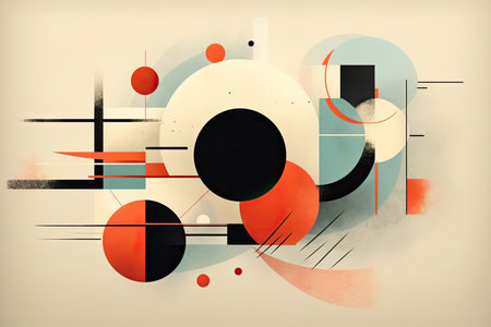 burst of abstract geometric forms on a minimalistic background, conveying a sense of simplicity and modernityの素材