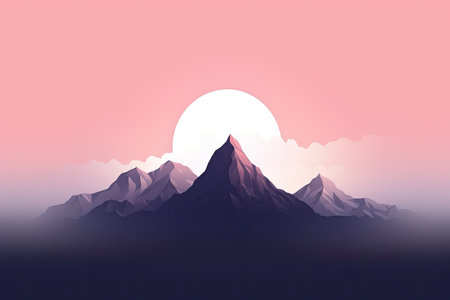 serene minimalistic background with a single mountain silhouette, capturing the simplicity and grandeur of natureの素材